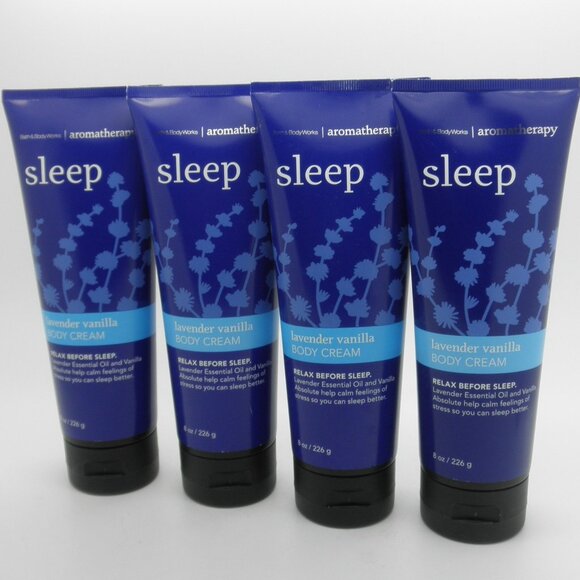 BATH & BODY WORKS Body Cream LAVENDER VANILLA Sleep - Lot of 4